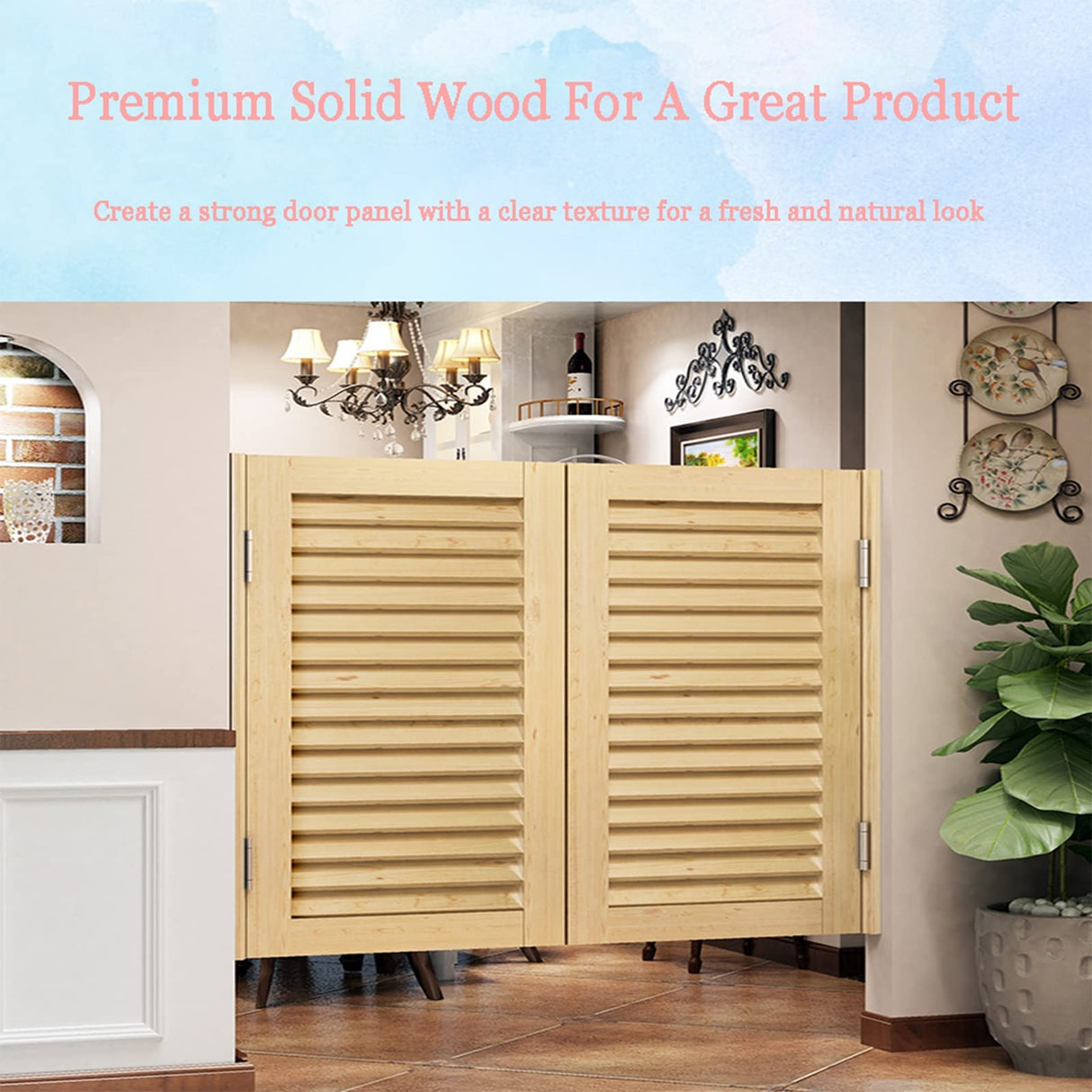 Interior Solid Wood Swing Door,Swinging Doors Cafe Doors,Saloon Cafe Doors, Indoor Premade Louvered Saloon Swing Door, Auto Close, for Bar Kitchen Stairs, Customizable,A,W75xH90cm(29.5x35in) ZXCVBAS