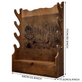 Yuntau Four Gun Wooden Gun Display Rack with Cabinet Storage Compartment for Gun Accessories Gun Rack for Wall Gun Wall Mount Wall Gun Racks for Rifle Home Gun Racks with Soft Pad Deer Pattern Yuntau