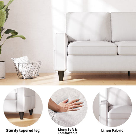Lonkwa Convertible Sectional Sofa Couch L-Shaped Couch with Storage Ottoman, Beige Couches for Living Room, 3-Seat Sectional Sofas for Living Room/Bedroom/Office/Small Space Lonkwa