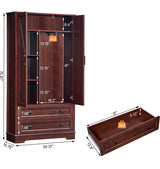 SOOWERY Dresser for Bedroom, Farmhouse Dresser with 2 Wooden Drawers and Storage Cabinets, 71 Inches Tall Chest of Drawers for Bedroom, Living Room, Hallway, Dark Cherry SOOWERY