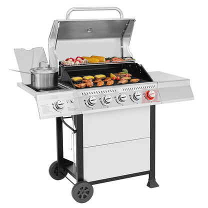 Royal Gourmet GA5401T 5-Burner Propane Gas Grill with Sear Burner and Side Burner, Stainless Steel BBQ Grill with 632 Sq. In. Grilling Area for Outdoor Barbecue Cooking, 64,000 BTUs, Silver