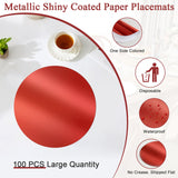 SHACOS 100Pcs Round Red Placemats, 13" Paper Place Mats Disposable for Dining Table, Charger Plates Table Mat for Christmas Dinner Party Wedding Birthday Banquet Table Setting Decor SHACOS