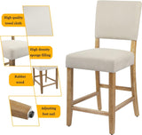 DAGONHIL 24 Inches Counter Height Bar Stools Set of 4, Upholstered Barstools with Wood Legs, Island Chairs for Kitchen Counter, Towel Cloth (Beige) DAGONHIL