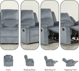 CANMOV Manual Recliner Chair Set of 2, Soft Fabric Overstuffed Recliner Single Sofa Chair for Living Room, Heavy Duty and Safety Reclining Mechanism (Blue Grey) CANMOV