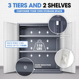 DNA MOTORING Metal Storage Cabinet, 36'' Locking Cabinet with 2 Doors and 2 Adjustable Shelves, Metal Cabinet Heavy Duty Utility Cabinet for Garage,Office,Home,Gym, Gray White, TOOLS-00631-GY-WH DNA MOTORING