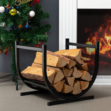 DOEWORKS Small Decorative Indoor/Outdoor Firewood Racks Fireside Log Rack, Black DOEWORKS