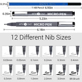 HTVRONT Micro Pens Fineliner Drawing Pens - 13 Pack Artist Pens Fine Liners Sketch Pens Set - 1HB Pencil & 12 Sizes Black Waterproof Archival Ink Pens for Artists Drawing, Anime Christmas Art Supplies HTVRONT