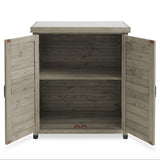 Casafield Outdoor Garden Potting Bench with Metal Tabletop and Storage Cabinet - Wooden Outdoor Garden Patio Workstation Table, Gray Casafield