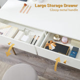 SUPERJARE Vanity Desk with Drawers, 47 inch Computer Desk, Modern Simple Home Office Desks, Makeup Dressing Table for Bedroom - White and Gold SUPERJARE
