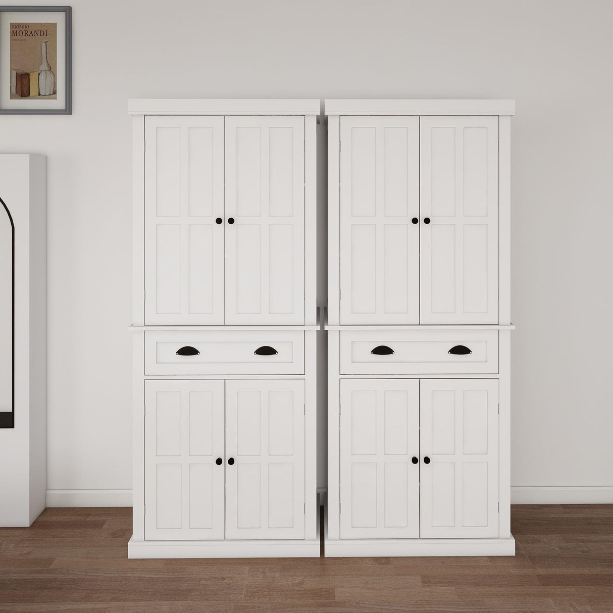 OQSC 72" Tall Kitchen Pantry and Storage Cabinet with Doors and Shelves, White Portable Pantry for Kitchen, Large Stand Alone Kitchen Pantry Storage Organizer OQSC