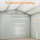 6 x 4 FT Outdoor Storage Shed, Metal Garden Tool Shed with Slooping Roof, Lockable Doors and Aluminum Frames, Easy to Assemble for Garden, Patio, Lawn, White LINKHOO