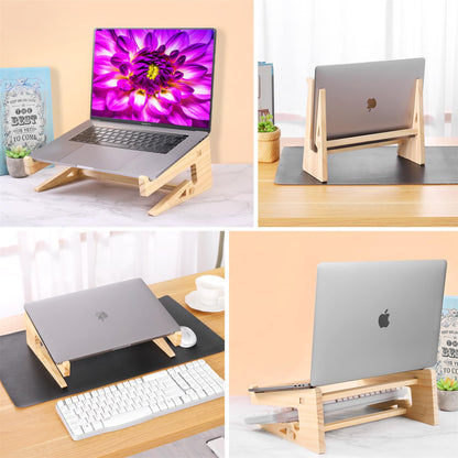 Wood Laptop Stand,Universal Computer Stands for Desk,Vertical Laptop Holder for MacBook Pro, Wooden Laptop Riser for MacBook Air, Dell, HP, Lenovo Compatible with 13.3 to 17.3 Inches All Lapt - WoodArtSupply