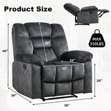 CANMOV Manual Recliner Single Sofa, Wall-Hugger Reclining Couch, Upholstered Sofa Chair with Armrests, Fabric Reclining Couch with Soft Cushion for Living Room, Grey CANMOV
