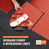 VEVOR Garage Tiles Interlocking, 12 x 12 x 0.53 inch 50 Pack Garage Floor Covering Tiles, Non-Slip Double-Sided Texture Garage Flooring Tiles, for Garages, Basements, Repair Shops, Red VEVOR