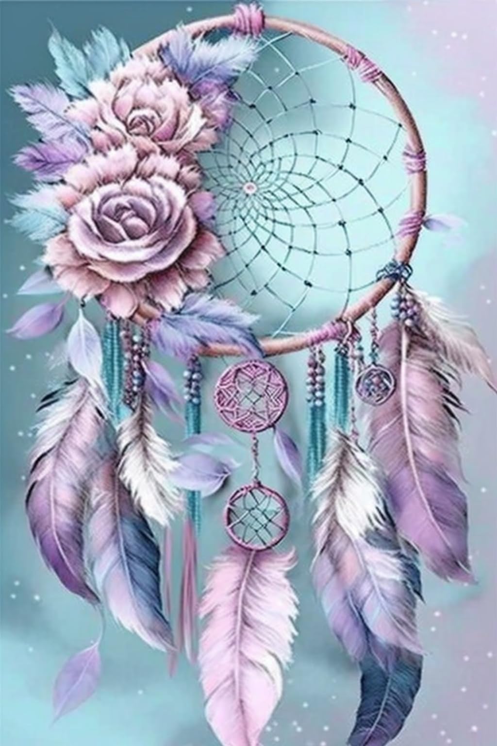 RMSGOZO 5D Mauve Rose Dreamcatcher Diamond Painting Kits - Retro Fantasy Full Round Diamond Art Kits for Adults and Adults, for Wall Decor & Store Decor Gifts (12 X 12 Inch) RMSGOZO