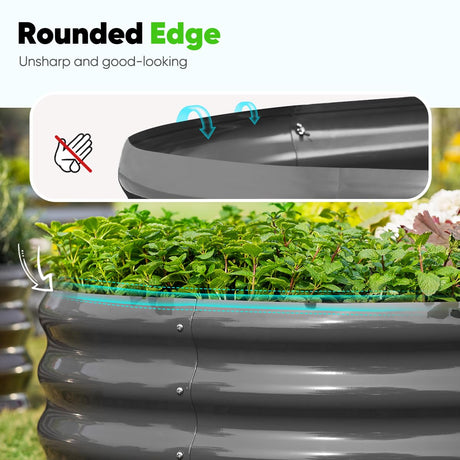Quictent Galvanized Raised Garden Bed Kit with Self Watering System and Mesh Cover, Large Oval Metal Outdoor Planter Garden Boxes for Vegetables Herbs Flowers, 8x3x1Ft Quictent