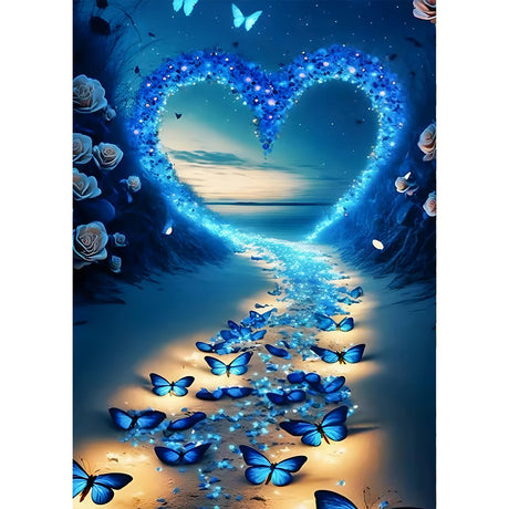 QINRUBB DIY Heart Diamond Painting Kits, Full Drill Butterflies Diamond Art Painting Kits for Adults Beginners, DIY 5D Love Painting by Numbers Dreamland Diamond Art Kits for Home Decor 12x16inch QINRUBB