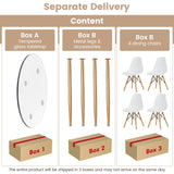 Tangkula 5-Piece Dining Table Set for 4, Kitchen Table Set with Seat, Solid Wood Legs, Metal Frames & Tempered Glass Tabletop, Round Dinner Table & 4 Chairs for Home, Natural Tangkula