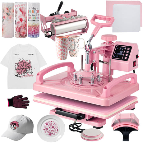 Hitgrand Heat Press Machine 12x15 inch, Heat Press Machine for T-Shirts, 5 in 1 Heat Press with 30 OZ Tumbler Press, Combo Tumbler Heat Press Machine Sublimation for Hat Cap Mug Plate Hitgrand
