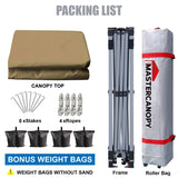 MASTERCANOPY Durable Pop-up Canopy Tent with Roller Bag (10x10, Khaki) MASTERCANOPY