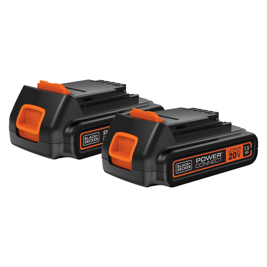 BLACK+DECKER 20V MAX* POWERCONNECT 1.5Ah Lithium Ion Battery, 2 PK (LBXR20-OPE2) - WoodArtSupply