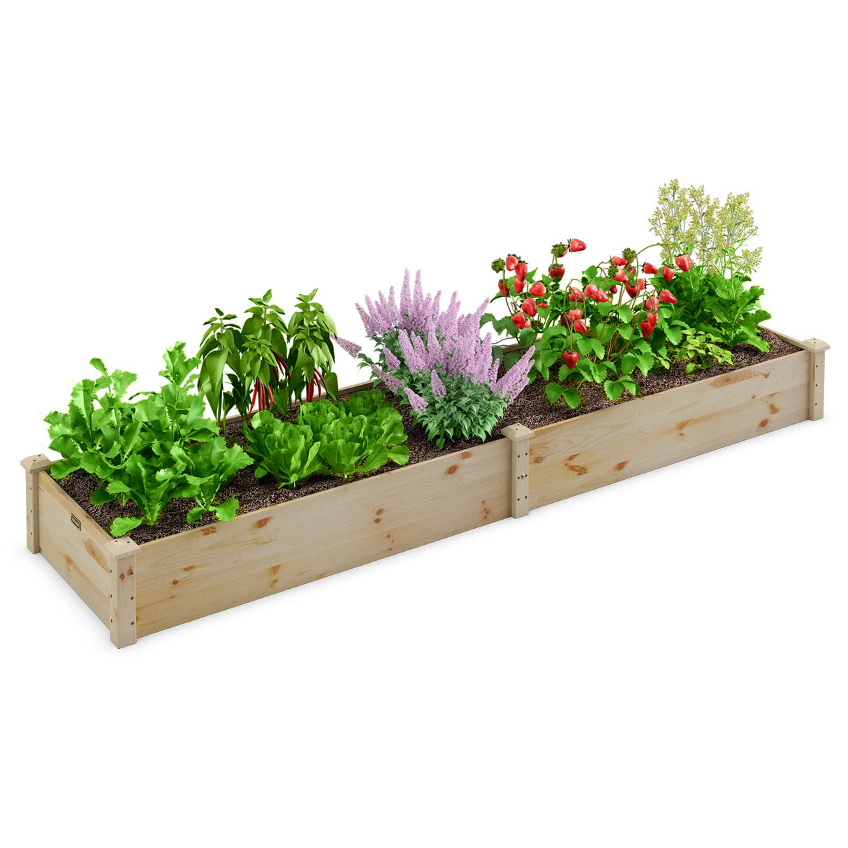 Giantex Raised Garden Bed, 95" Lx24 Wx10 H Outdoor Wood Planter Box for Vegetables Flowers Herbs Fruits, Easy-Assembly Wooden Planter Raised Bed for Backyard Garden Lawn Giantex