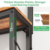 Kitchen Bakers Rack with Power Outlet 10 Hooks, 4 Tiers Coffee Bar Station Cabinet, Microwave Stand with Storage (Rustic Brown, 21.7 x 14.2 x 49.6 Inch) SNTD