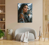 American Native Indian Woman and Wolf Paint by Numbers Kit for Adults, 16"x20" Canvas Painting Kit for Beginners, Modern Aesthetic DIY Paint by Number on Canvas for Home Wall Decor 85 Generic