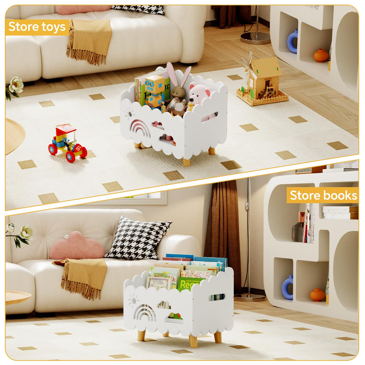 Wood Kids Bookshelf, Montessori Bookshelf, With 2 Adjustable Dividers, Suitable Kids Rooms, Nursery & Classroom, Kids Bookshelf And Toy Storage, Toddler Book Rack, Nursery Book Shelves, Kids Bookcase BPMFDTNL