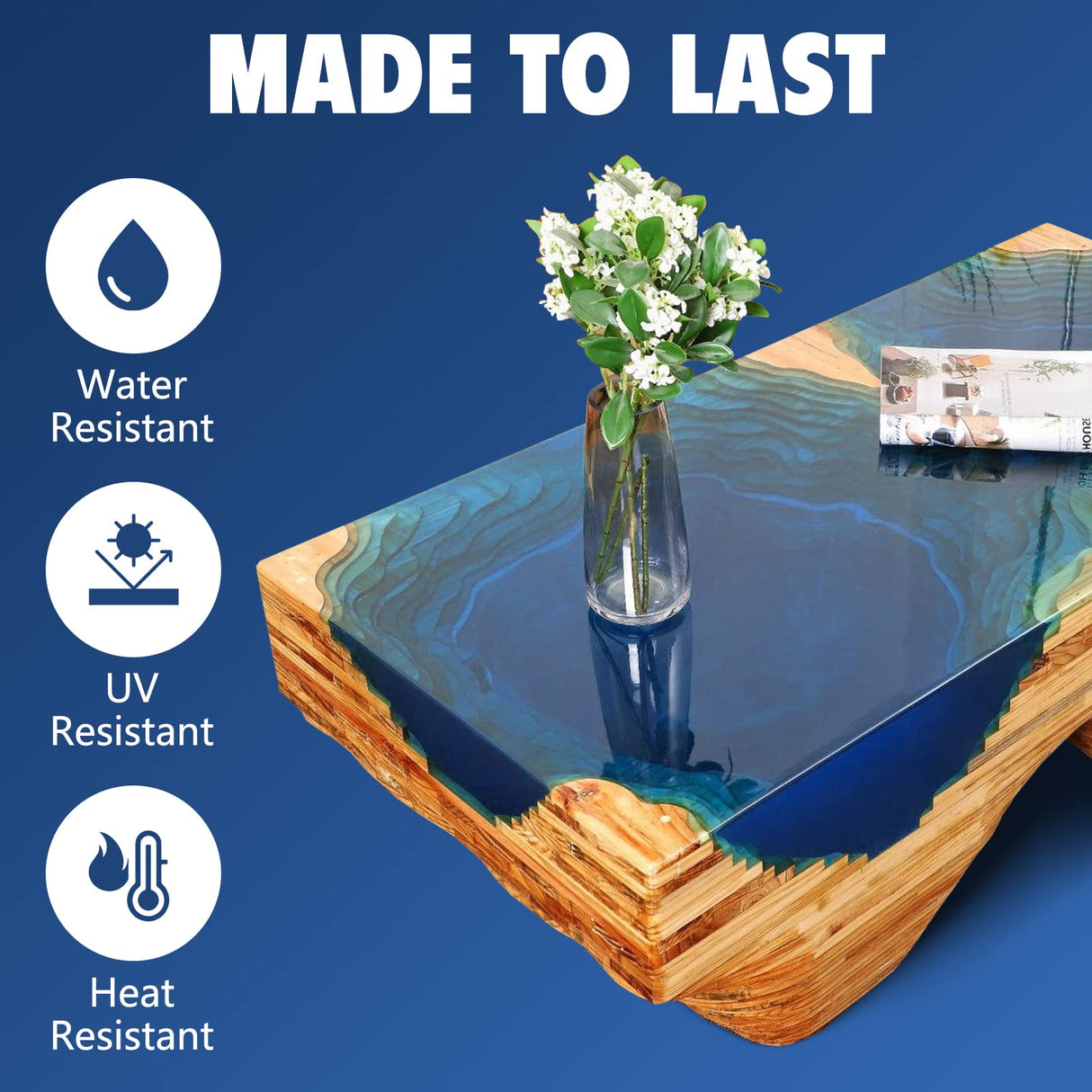 Deep Pour Epoxy Resin 4.5 Gallon, 2 to 4 Inch Depth Clear Epoxy Resin Kit, Bubble Free, Low Odor 2:1 Casting Resin for Table Top, Countertop, River Table, Wood Filler, Bar Top Shabebe