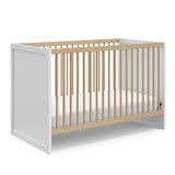 Storkcraft Calabasas 3-in-1 Convertible Crib (White with Driftwood) – GREENGUARD Gold Certified, Fits Standard Crib Mattress, Converts to Toddler Bed, Modern Style, Easy 30-Minute Assembly Storkcraft