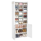 Huaneri Shoe Storage Cabinet with Doors, 30 Pairs Free Standing Closet Organizer, 8.8" Widened Cell Wood Shoe Organizer, 10 Tiers Space Saving Vertical Shoe Rack for Entryway, Bedroom, White SR18903X Hzuaneri