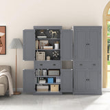 Giantex Pantry Organizers and Storage, 72" Tall Kitchen Cabinet with 2-Door Cabinets & Drawer, Buffet Sideboard w/Adjustable Shelves, Wooden Freestanding Cupboard for Dining Room Living Room (Grey) Giantex