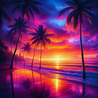 AIBOERL Beach Diamond Art Kits for Adults,Beach 5D Diamond Painting Kits for Adults Beginners,DIY Full Round Drill Diamond Dot Painting Gem Art Kits for Adult, Home Wall Decor 12x12Inch