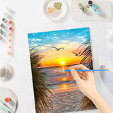 SENQAO Sunset Paint by Numbers for Adults Beginners Framed, Beach Adults' Paint-by-Number Kits, Adult Paint by Number Kits on Canvas, Acrylic Number Painting for Home Decor, 8x12in SENQAO