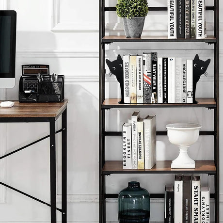 Peeping Cat Bookends,Metal Book Ends for Heavy Books for Shelves Decorative,Bookshelf Decor Home Office Desk for Cat Lover Gifts (Black Cat) HENART