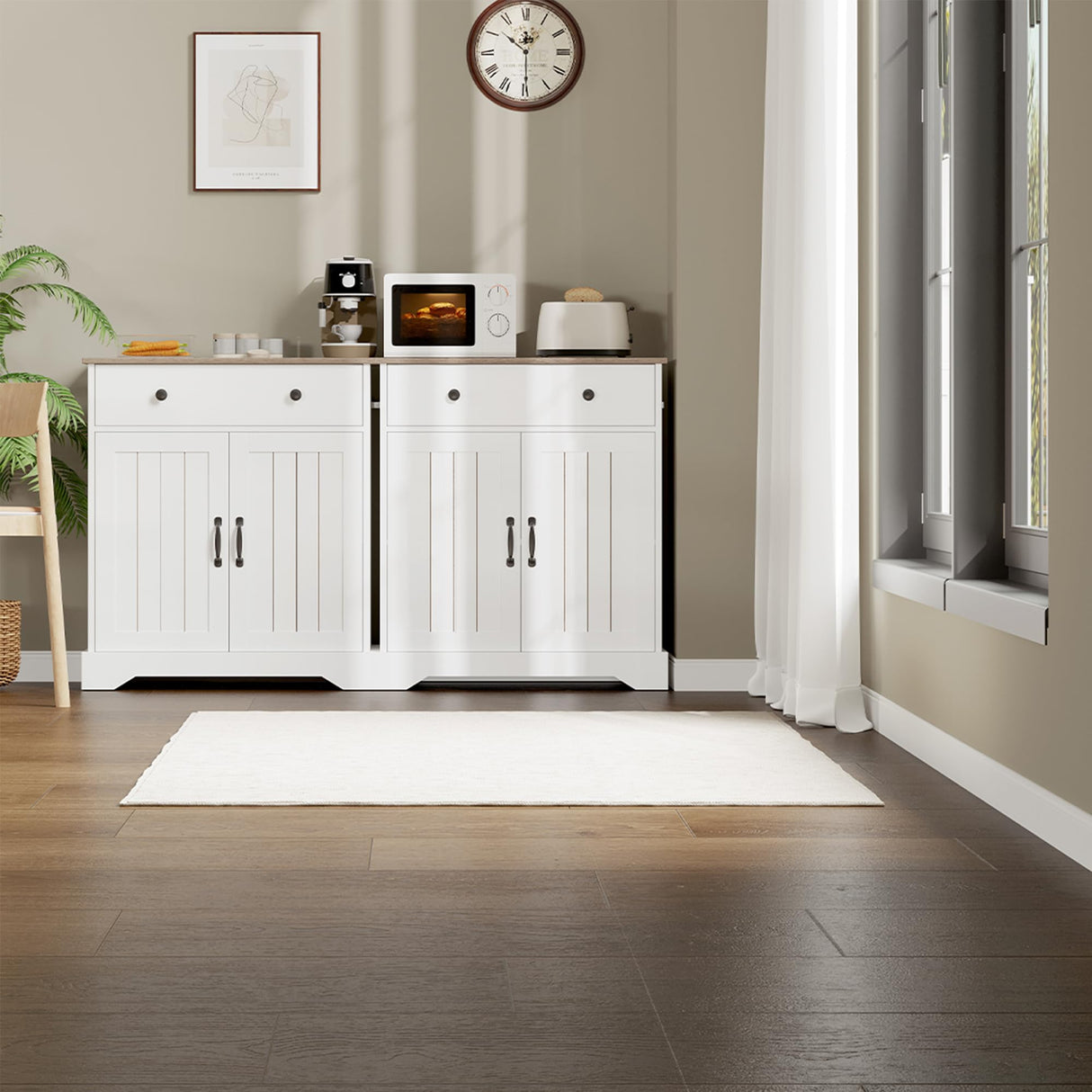 GarveeHome 29.5" Sideboard Buffet Cabinet with Storage, Wooden Kitchen Storage Cabinet with Adjustable Shelf, Modern Coffee Bar Buffet Table for Living Room Entryway Dining Room GarveeHome