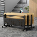 Folding Conference Table, Modern Rectangle Flip Top Mobile Seminar Training Table with Caster Wheels, baffles, Waterproof Desktop for Office Conference Room Classroom (Yellow, 63×16×30in) WOJCCS