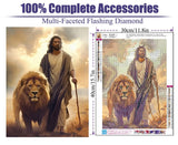 BOHADIY Jesus Diamond Painting Kits for Adults. Easter Religion Christ Diamond Art Full Drill Round Gem Art Lion 5D Diamond Dots Suitable Home Wall Decor 12x16inch BOHADIY