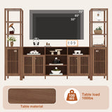 Entertainment Center with Bookshelves, Farmhouse TV Stand for 70 Inch TVs, TV Stands for Living Room w/Adjustable Shelves & Storage Cabinet, Modern Console Cabinet for Bedroom Home Theater HomeEterna