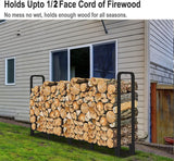 Artibear Firewood Rack Outdoor 8ft Heavy Duty Logs Holder for Indoor Fireplace Metal Wood Pile Storage Stacker Organizer, Matte Black Artibear