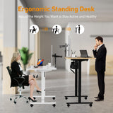 XINYAO Electric Standing Desk Height Adjustable Computer Desk, 48 Inches Sit Stand Desk Workstations with Hook, Ergonomic Table for Home Office Ajustable Height Table with Wheels XINYAO