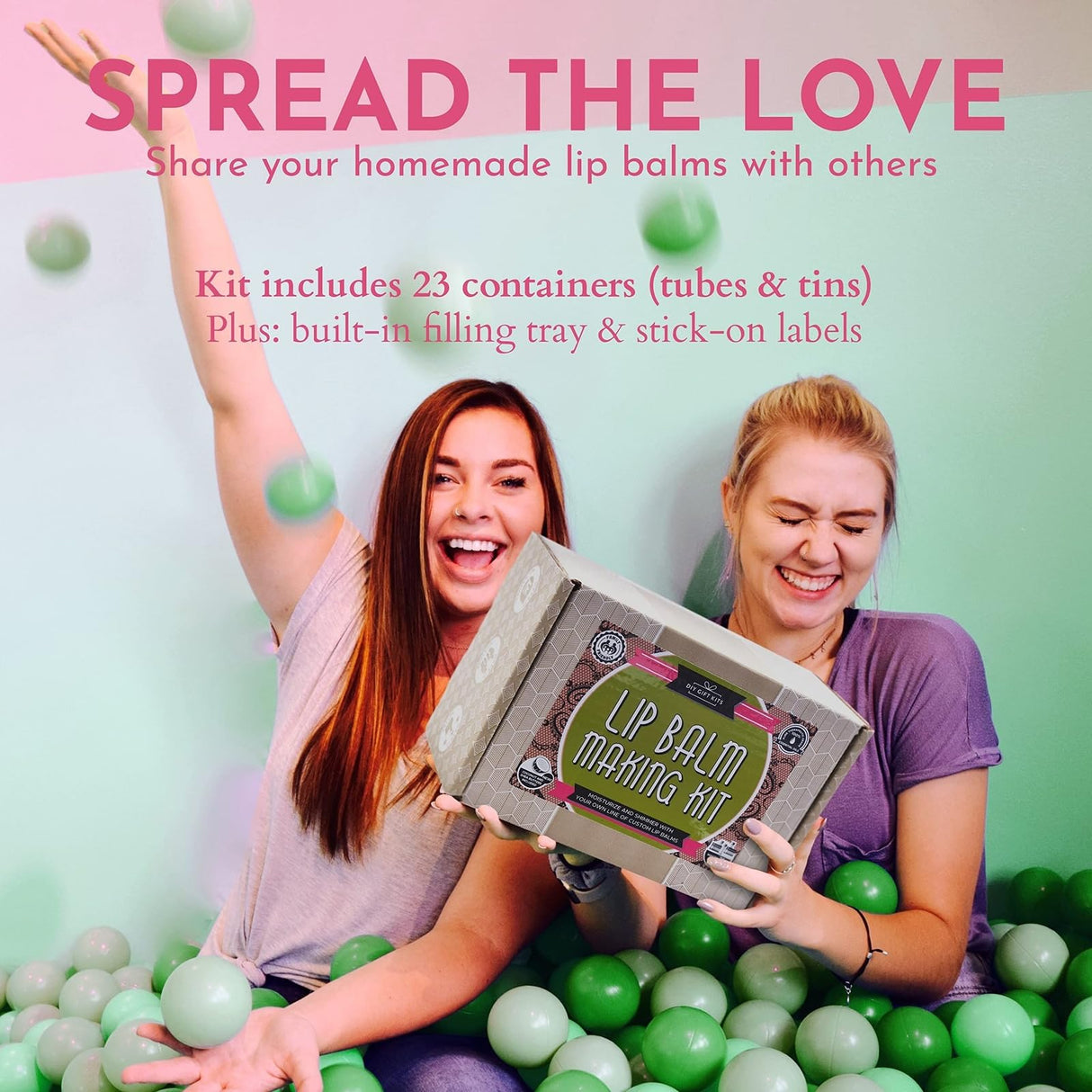 DIY Gift Kits 73-Piece DIY Lip Balm Kit - Lime & Rose Flavors - Lip Balm Kit with Shea Butter, Beeswax & Essential Oils - Make 23 Balms - Gift for Her, Kids & Adults DIY Gift Kits