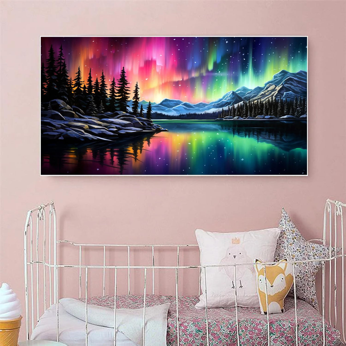mrpwnle Northern Lights Diamond Art Painting Kits for Adults-5D Large Size Aurora Diamond Art Painting for Beginners, DIY Round Full Drill Aurora Landscape Gem Art Crafts Kits 27.6x15.8in mrpwnle