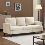 VINGLI White 83" Sofa Couches for Living Room, Faux Suede Modern Comfy 3 Seater Couch 25.6" Deep Seat Upholstery Cozy Sofas for Small Space, Bedroom, Apartment, Home Office VINGLI