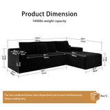 HDDFER 104" Boneless Couch Cloud - Inspired Modular Sectional Boneless Sofa for Living Room: L-Shaped Deep Seat,4 seat No Assembly,Black HDDFER