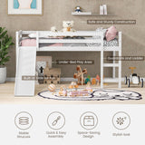 NAFORT Twin Size Loft Bed with Slide & Stairs – Low Loft Bed for Kids, Solid Wood Frame with Guard Rails, Slat Support & Climbing Ladder, Space Saving White Finish NAFORT