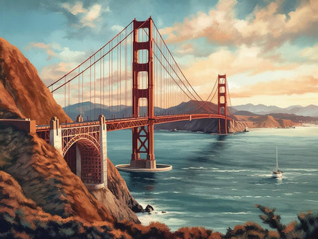 Diamond Art Kits for Adults Vintage Golden Gate Bridge San Francisco 5D DIY Round Rhinestone Gem Art Crafts Paintings for Home Wall Decor 11.7x15.8inches/30x40cm Generic