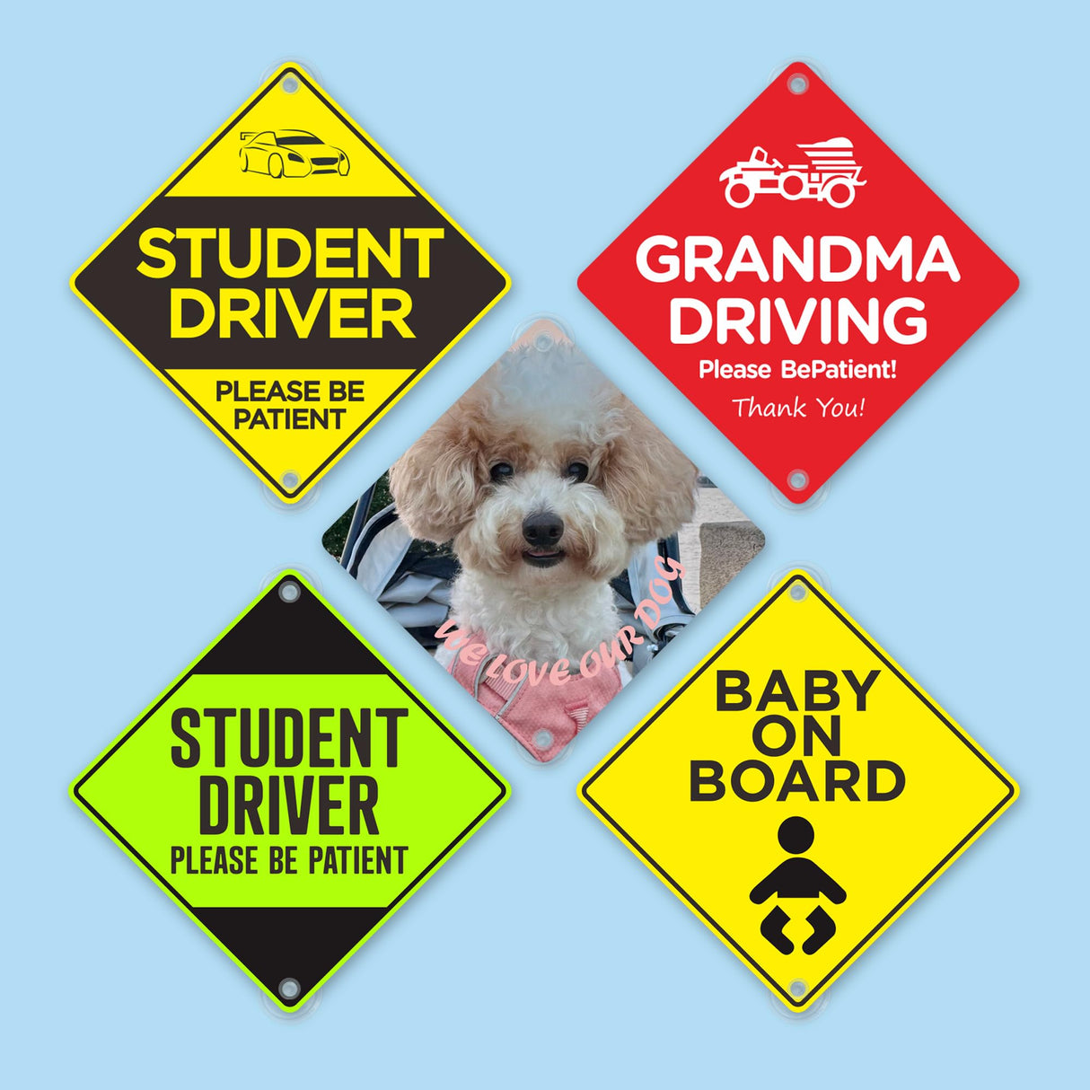 Metal Sublimation Signs, 16 Pack 6" x 6" Sublimation Blanks Suction Cup Car Window Sign, Custom Metal Signs for Hanging SMASMILE