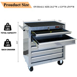 lunhung 7-Drawer Metal Rolling Tool Chest with Wheels,Tool Storage Cabinet with Locking System,Multifunctional Tool Cart with Wheels for Garage, Warehouse, Workshop, Repair Shop (Silver) lunhung